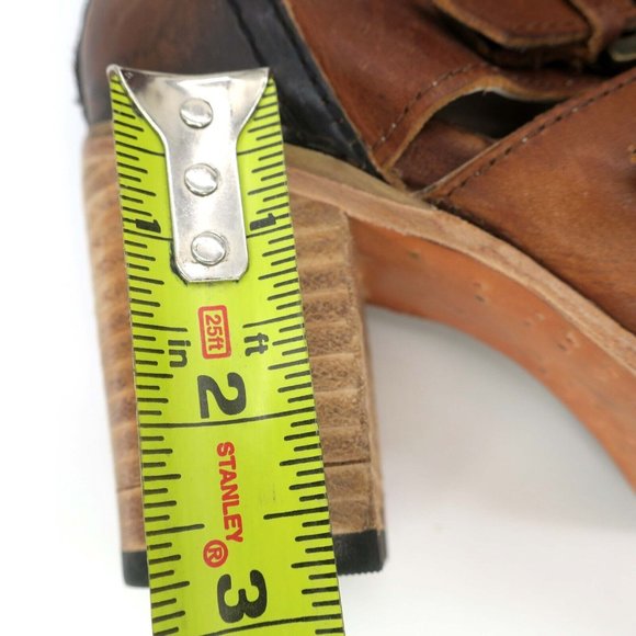 Freebird Sandals Brown Cognac Braeden Leather Peep Toe Buckle Tie Women's 7M - Picture 6 of 7